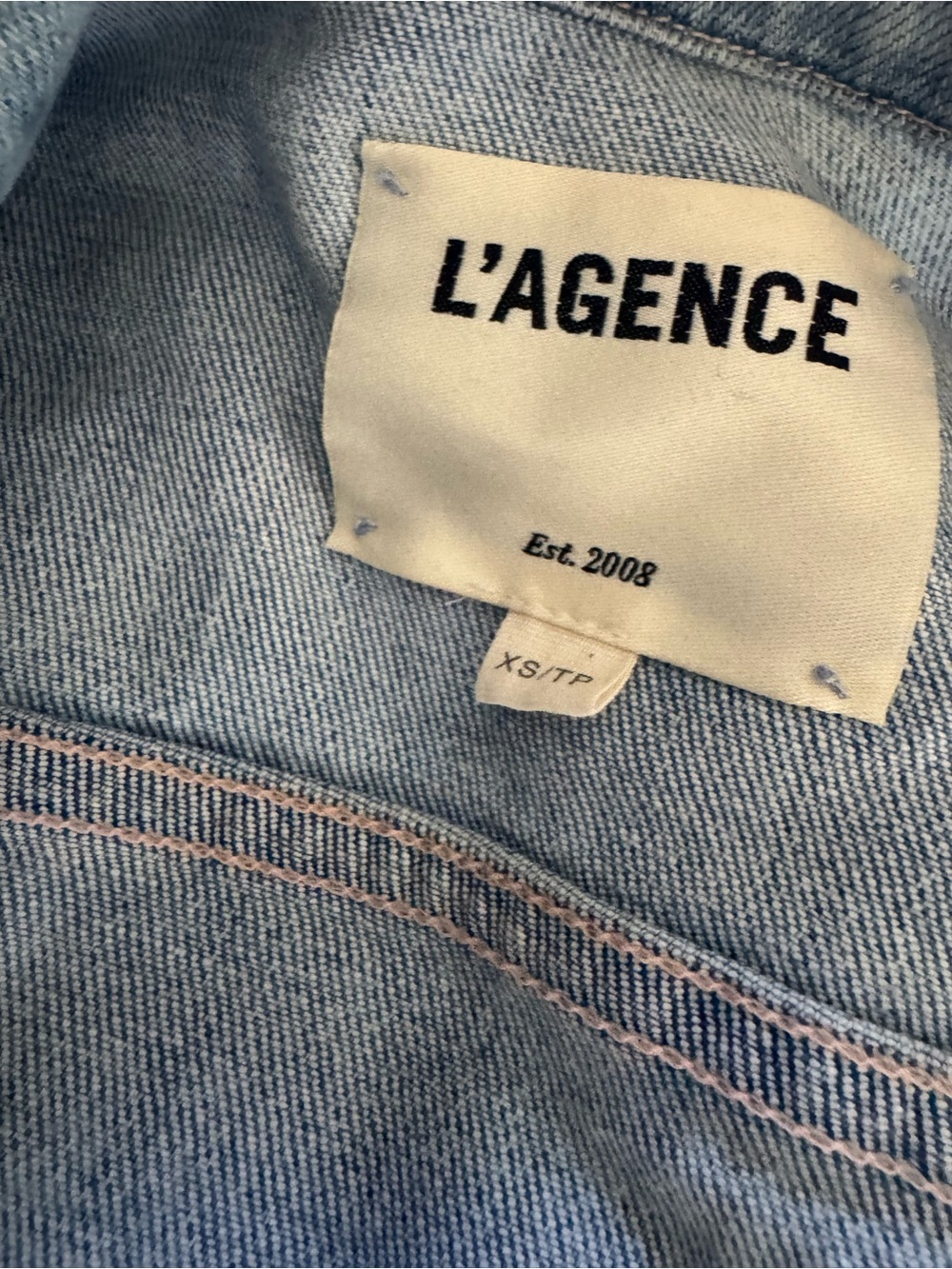 L'AGENCE Light Blue Distressed Denim Jacket - Picture 5 of 5
